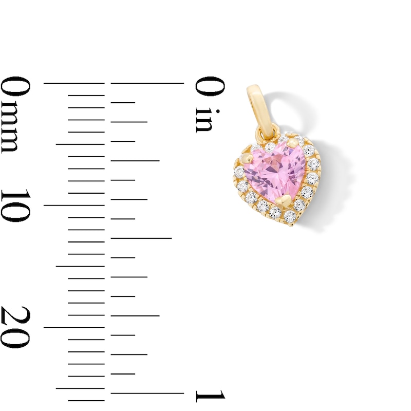 Main Image 2 of 10K Gold Pink CZ Halo Heart Necklace Charm