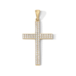 10K Gold CZ Cross Necklace Charm