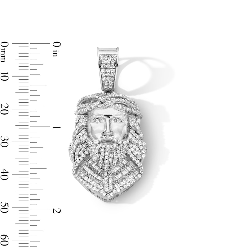 Main Image 3 of Sterling Silver CZ Jesus Head Necklace Charm