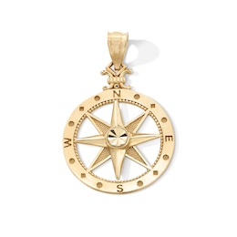 10K Gold Open Compass Necklace Charm