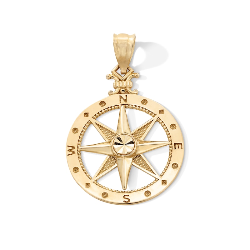 Main Image 1 of 10K Gold Open Compass Necklace Charm