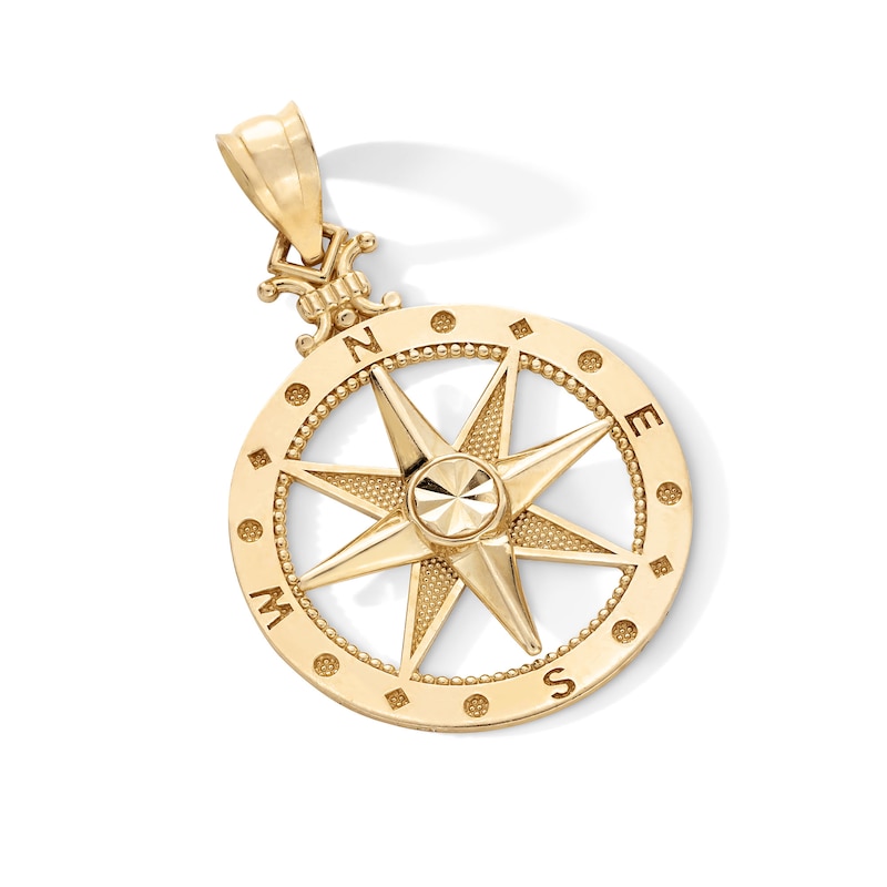 Main Image 2 of 10K Gold Open Compass Necklace Charm