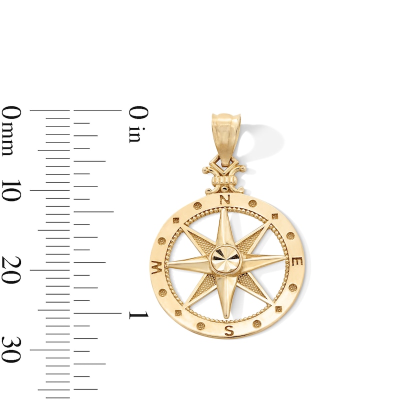 Main Image 3 of 10K Gold Open Compass Necklace Charm