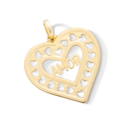 10K Gold Amor Heart Necklace Charm