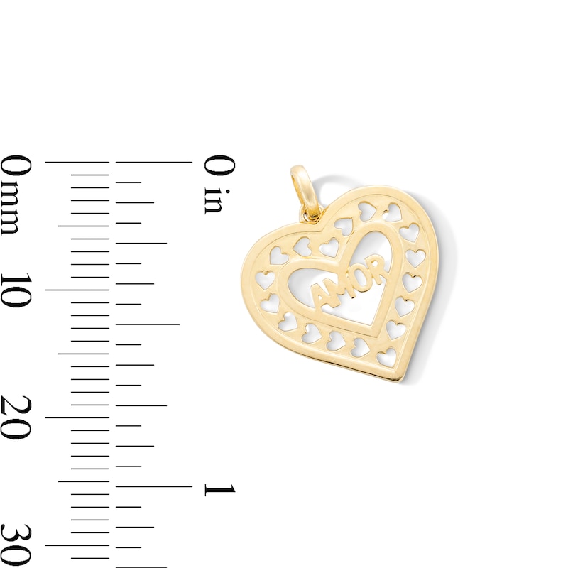 Main Image 2 of 10K Gold Amor Heart Necklace Charm