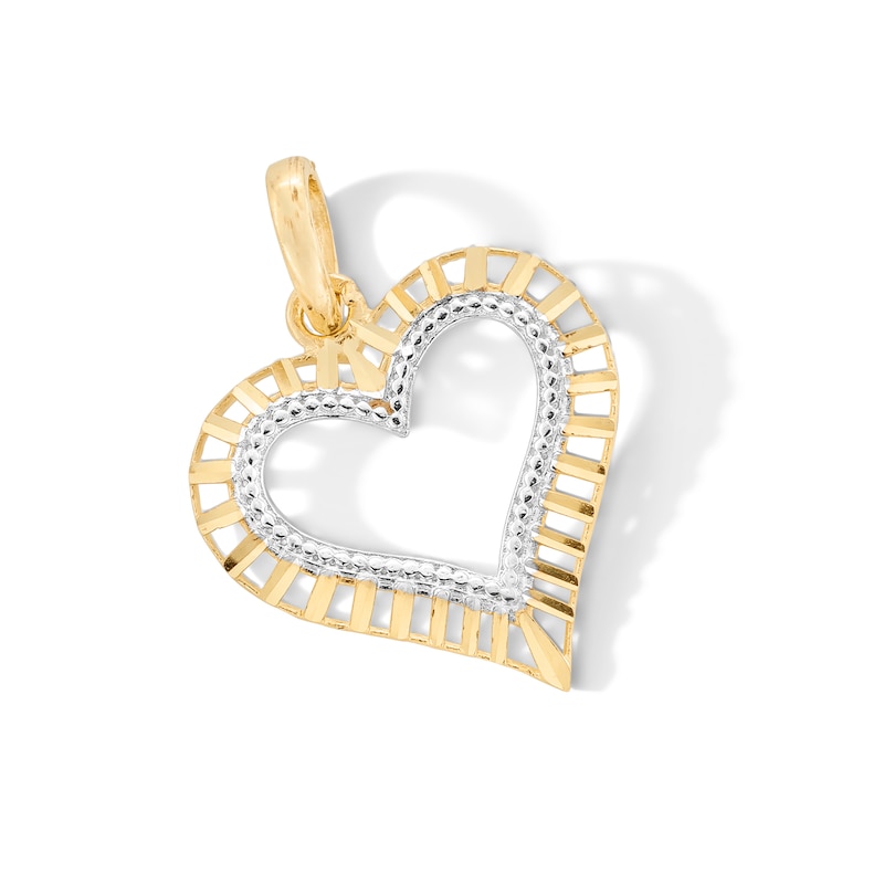 Main Image 1 of 10K Gold Open Heart Two-Tone Necklace Charm