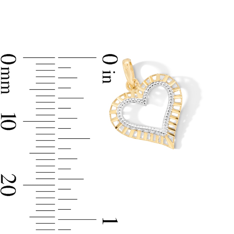 Main Image 2 of 10K Gold Open Heart Two-Tone Necklace Charm