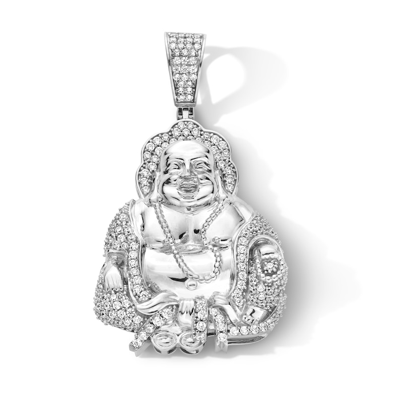 Main Image 1 of Sterling Silver CZ Happy Buddha Necklace Charm