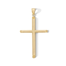 10K Hollow Gold Textured Cross Necklace Charm