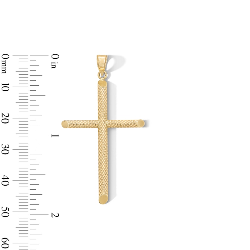 Main Image 5 of 10K Hollow Gold Textured Cross Necklace Charm