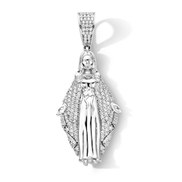 Sterling Silver CZ Mary Necklace Charm