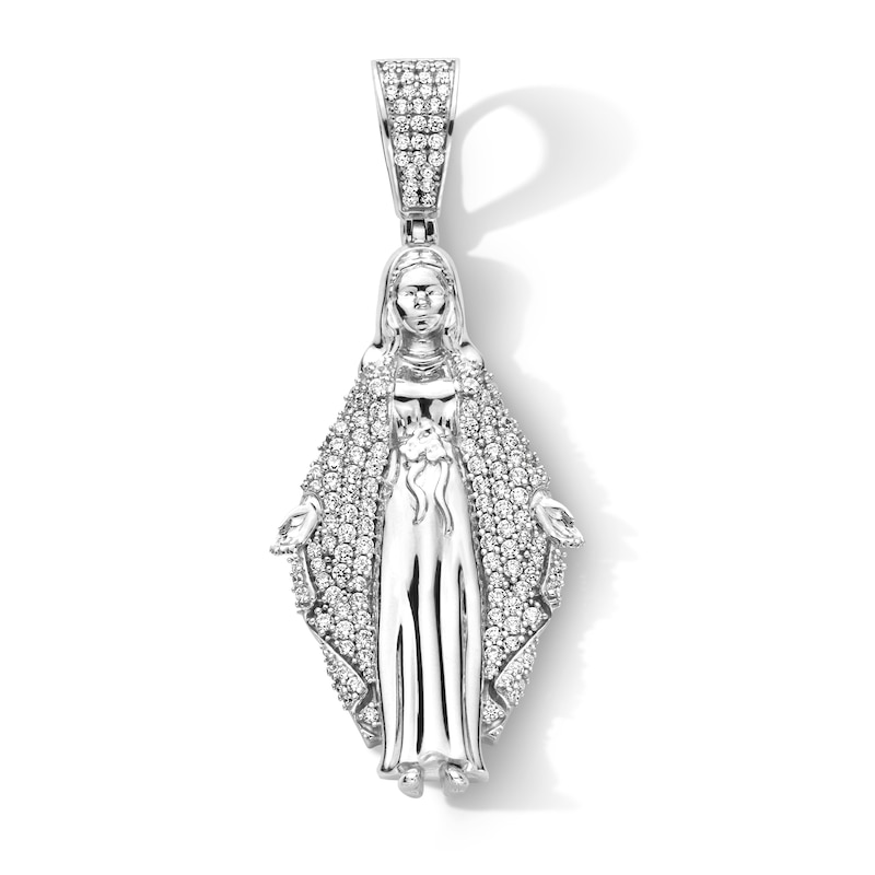 Main Image 1 of Sterling Silver CZ Mary Necklace Charm