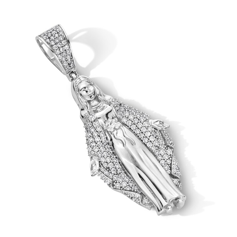 Main Image 2 of Sterling Silver CZ Mary Necklace Charm