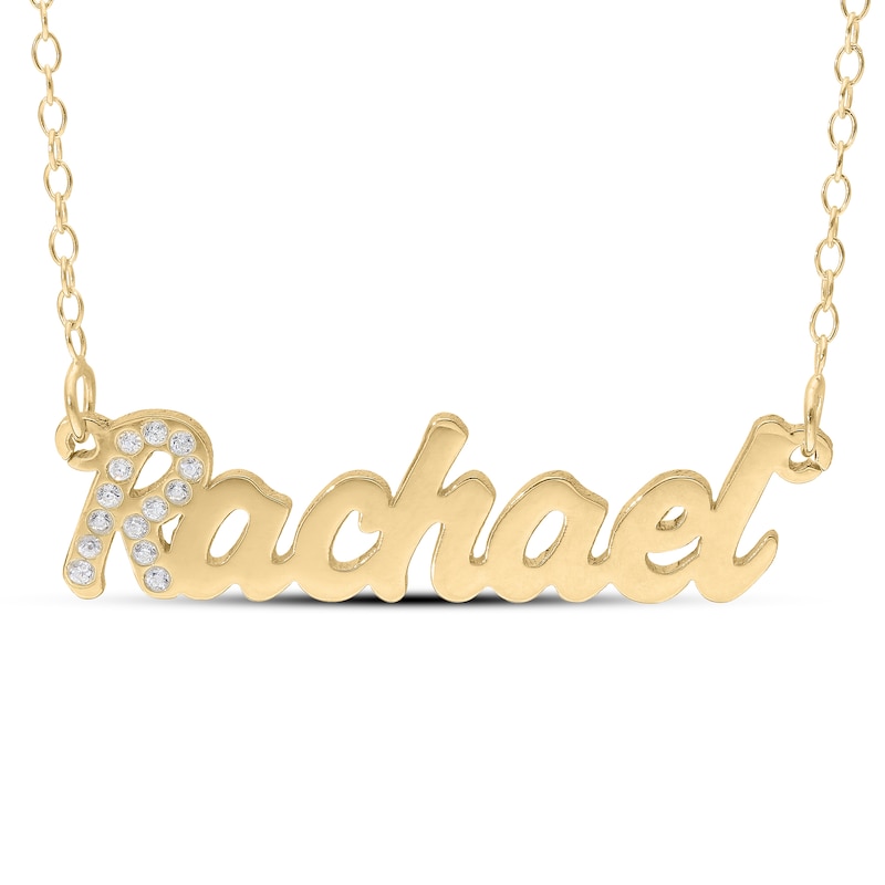 Main Image 4 of 14K Gold Plated Crystal Birthstone Initial Name Necklace - 16&quot;