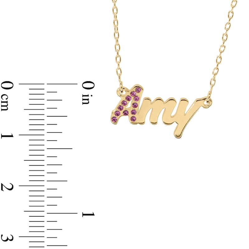 Main Image 5 of 14K Gold Plated Crystal Birthstone Initial Name Necklace - 16&quot;