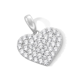 Sterling Silver CZ Cluster Heart Necklace Charm