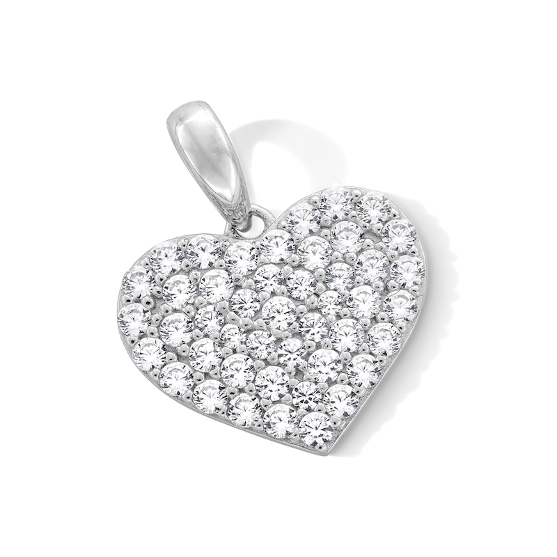 Main Image 1 of Sterling Silver CZ Cluster Heart Necklace Charm