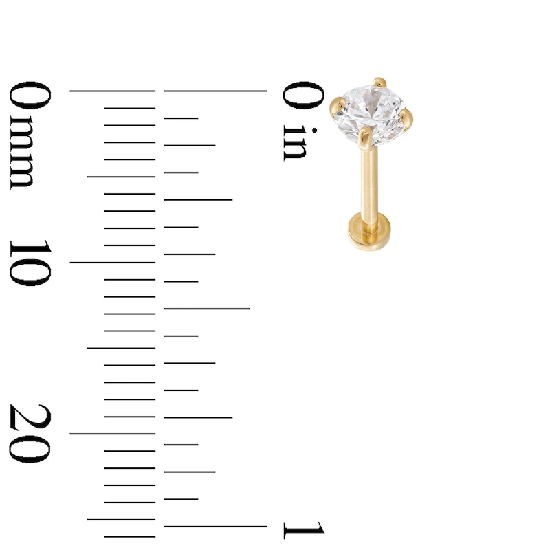 Main Image 2 of 14K Gold 1/4 CT. T.W. Lab-Created Diamond Stud - 18G 5/16&quot;