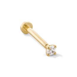 14K Gold Lab-Created Diamond Accent Nose Stud - 22G 1/4&quot;