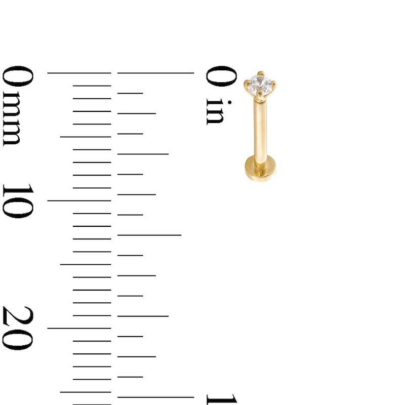 Main Image 2 of 14K Gold Lab-Created Diamond Accent Nose Stud - 22G 1/4&quot;