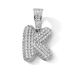 Sterling Silver CZ Bubble Initial Necklace Charm