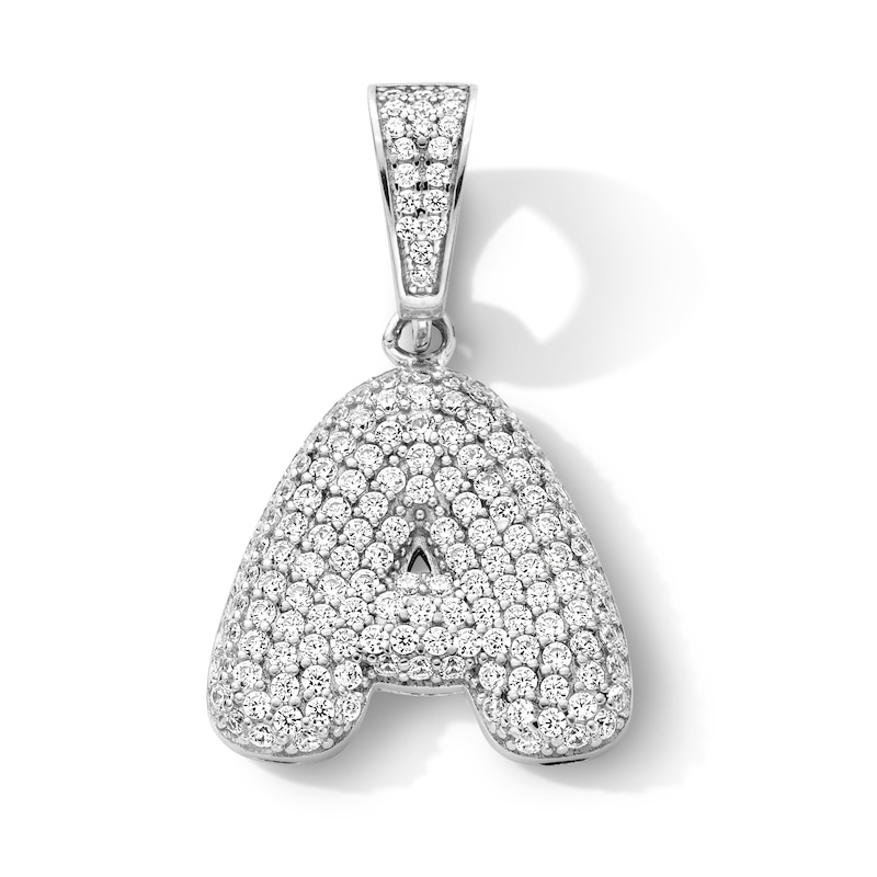 Main Image 1 of Sterling Silver CZ Bubble Initial Necklace Charm