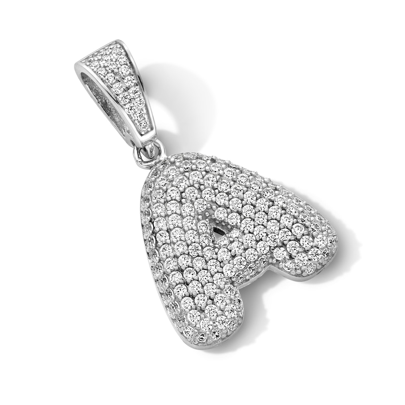 Main Image 2 of Sterling Silver CZ Bubble Initial Necklace Charm