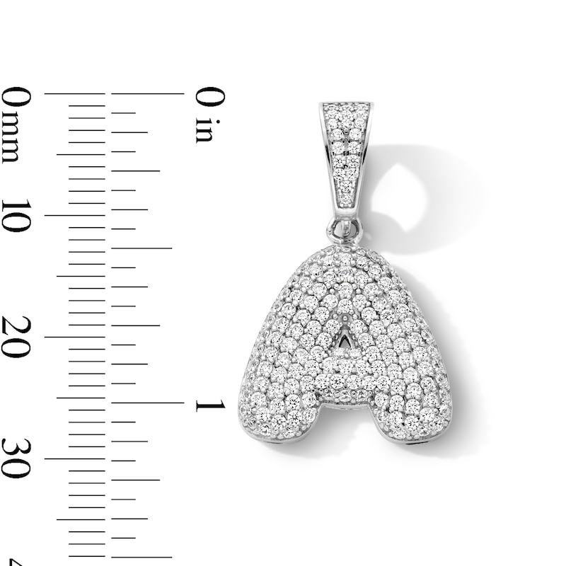 Main Image 3 of Sterling Silver CZ Bubble Initial Necklace Charm