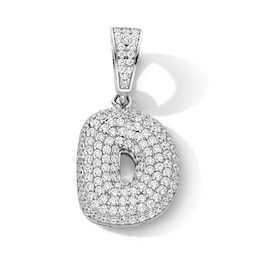 Sterling Silver CZ Bubble Initial Necklace Charm