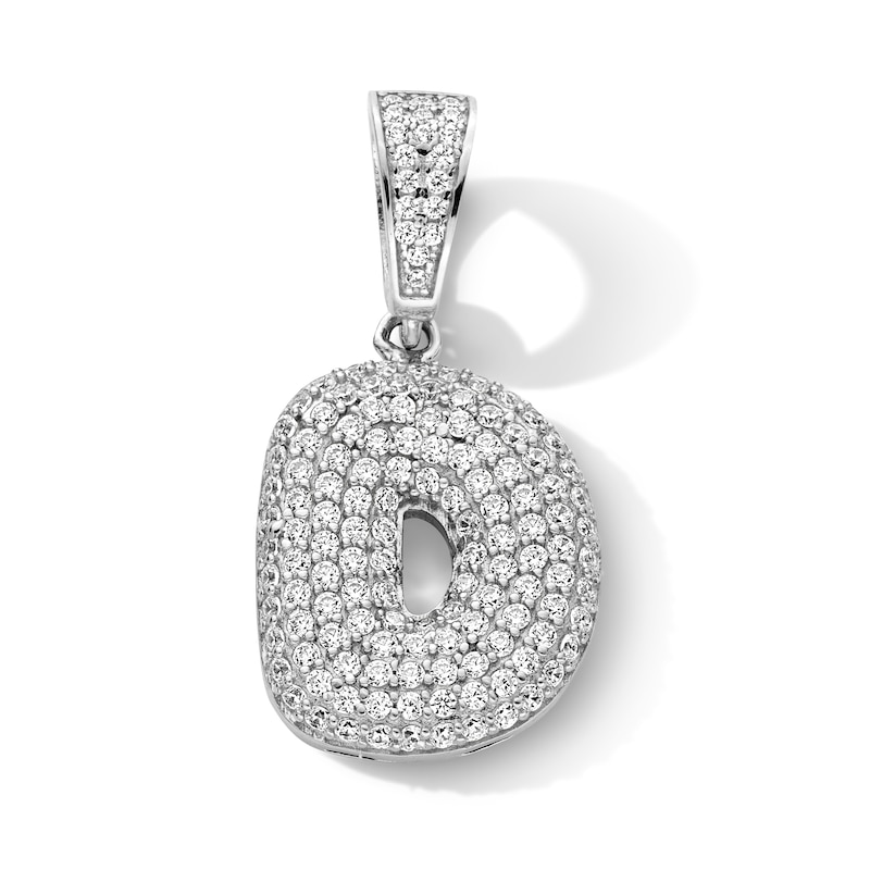 Main Image 1 of Sterling Silver CZ Bubble Initial Necklace Charm