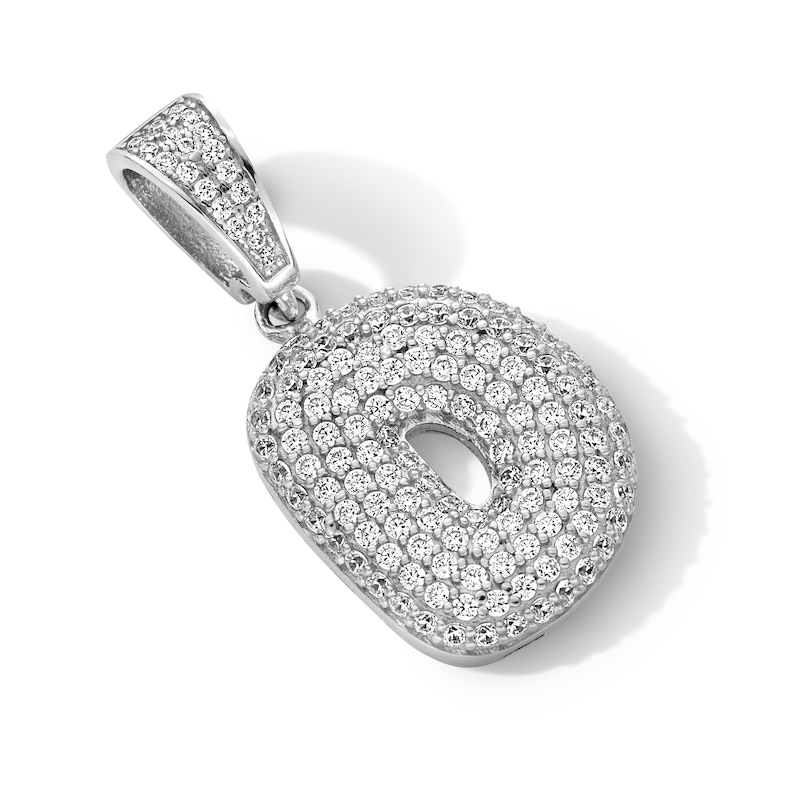 Main Image 2 of Sterling Silver CZ Bubble Initial Necklace Charm