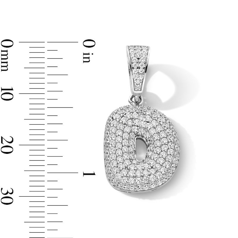 Main Image 3 of Sterling Silver CZ Bubble Initial Necklace Charm