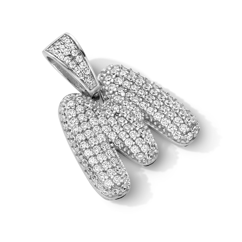 Main Image 2 of Sterling Silver CZ Bubble Initial Necklace Charm