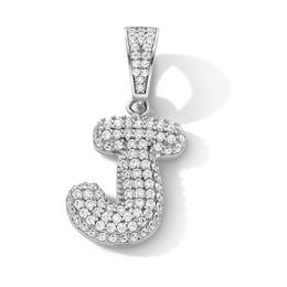 Sterling Silver CZ Bubble Initial Necklace Charm