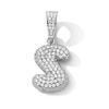 Thumbnail Image 1 of Sterling Silver CZ Bubble Initial Necklace Charm