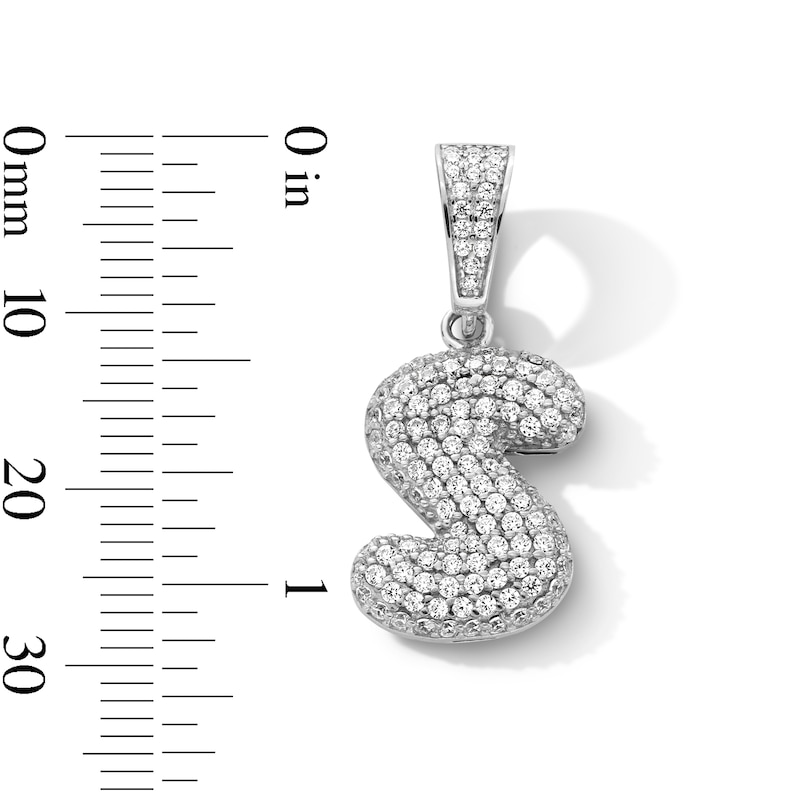 Main Image 3 of Sterling Silver CZ Bubble Initial Necklace Charm