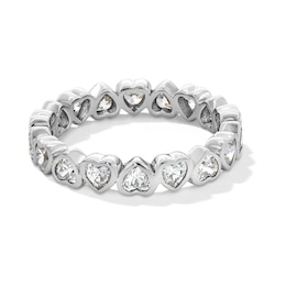 Sterling Silver CZ Heart Eternity Ring - Size 7