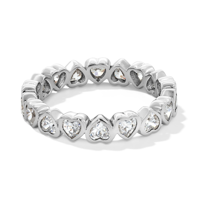 Main Image 1 of Sterling Silver CZ Heart Eternity Ring - Size 7