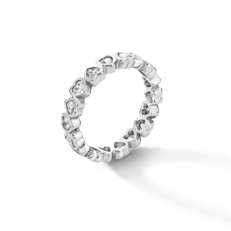 Main Image 2 of Sterling Silver CZ Heart Eternity Ring - Size 7