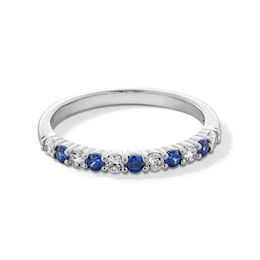 Sterling Silver Blue and White CZ Ring Band - Size 7