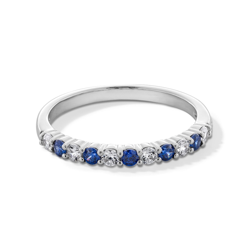 Main Image 1 of Sterling Silver Blue and White CZ Ring Band - Size 7