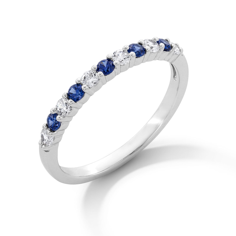 Main Image 2 of Sterling Silver Blue and White CZ Ring Band - Size 7