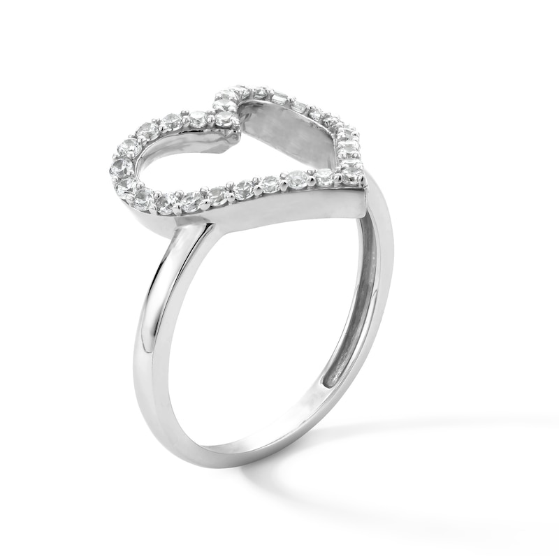 Main Image 2 of Sterling Silver CZ Open Heart Ring - Size 7