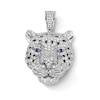 Thumbnail Image 1 of Sterling Silver CZ and Black Enamel Leopard Necklace Charm