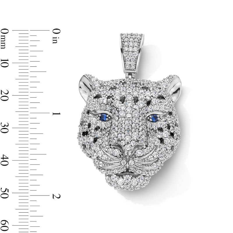 Main Image 3 of Sterling Silver CZ and Black Enamel Leopard Necklace Charm