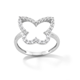 Sterling Silver CZ Open Butterfly Ring - Size 7