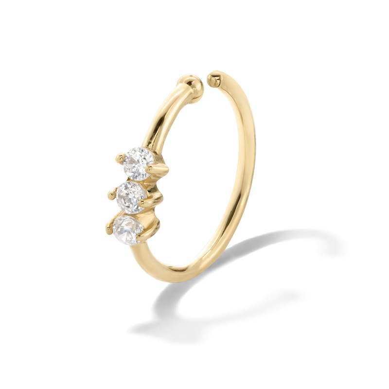 Main Image 1 of 14K Gold 1/15 CT. T.W. Lab-Created Diamond Hoop - 19G