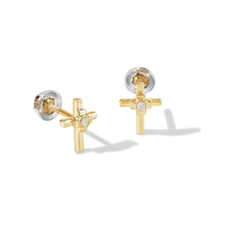 Child's 10K Gold Lab-Created Diamond Accent Cross Studs