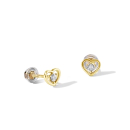 Child's 10K Gold Lab-Created Diamond Accent Heart Outline Studs