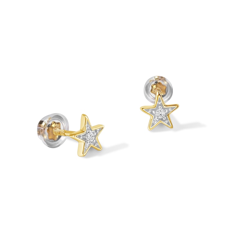 Main Image 1 of Child's 10K Gold Fashion Studs with Lab-Created Diamond, 0.025 CT. T.W.